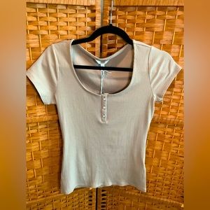 Guess EcoVero Ribbed Karlee Jewel-Button Henley